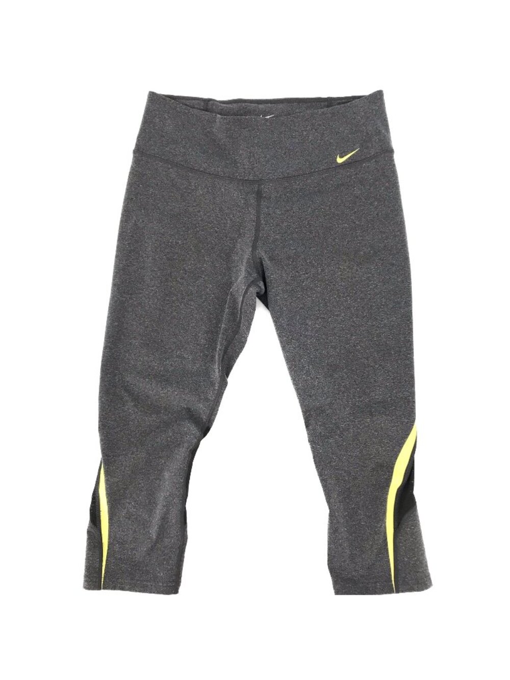 Nike Womens Gray Dri-Fit Capri Leggings With Yellow & Black Accents Size M